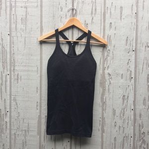 Lululemon Ebb to Street gray black tank top